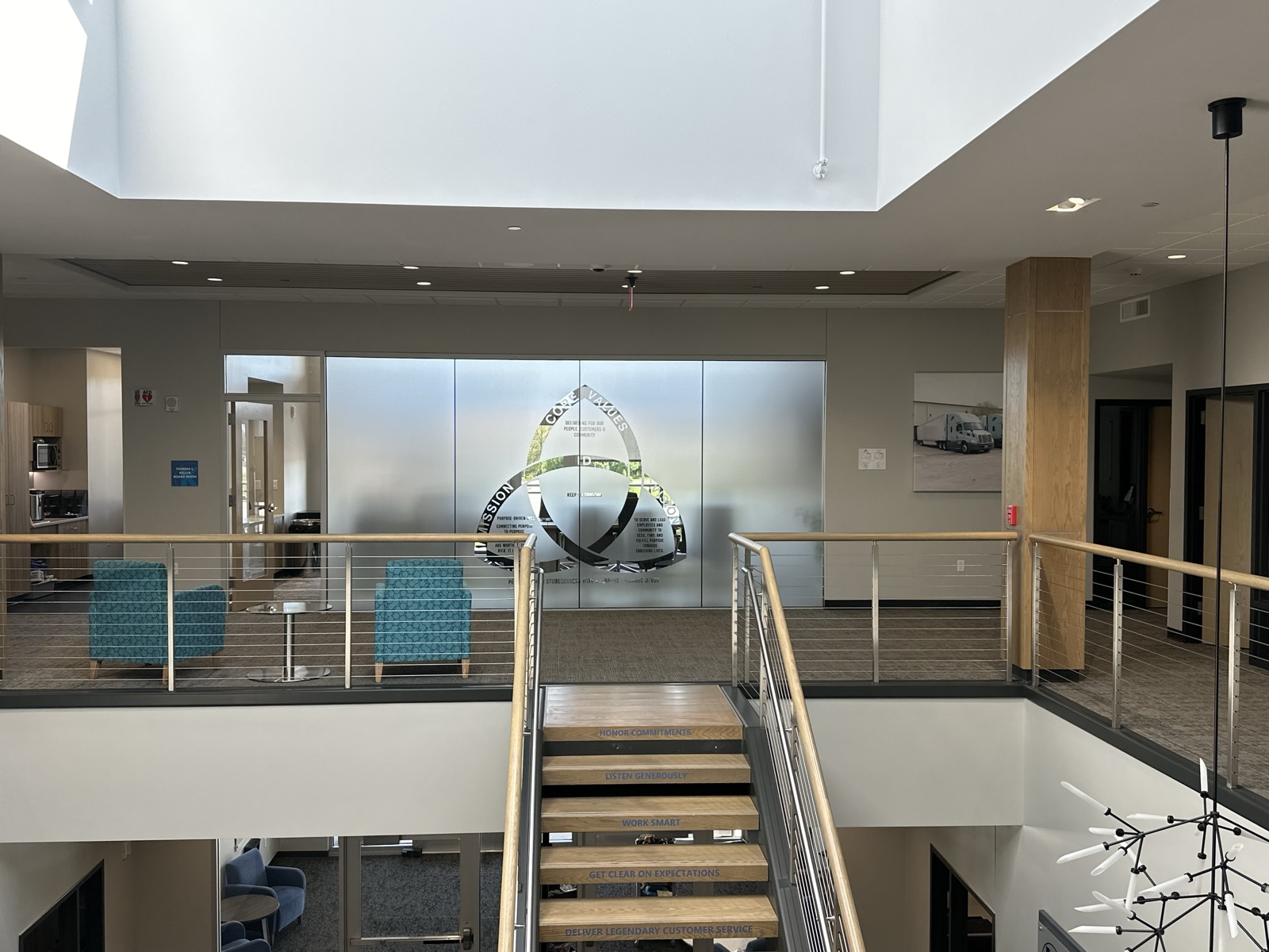 Keller Logistics Mission Portrait™ etched into the glass doors of their main conference room